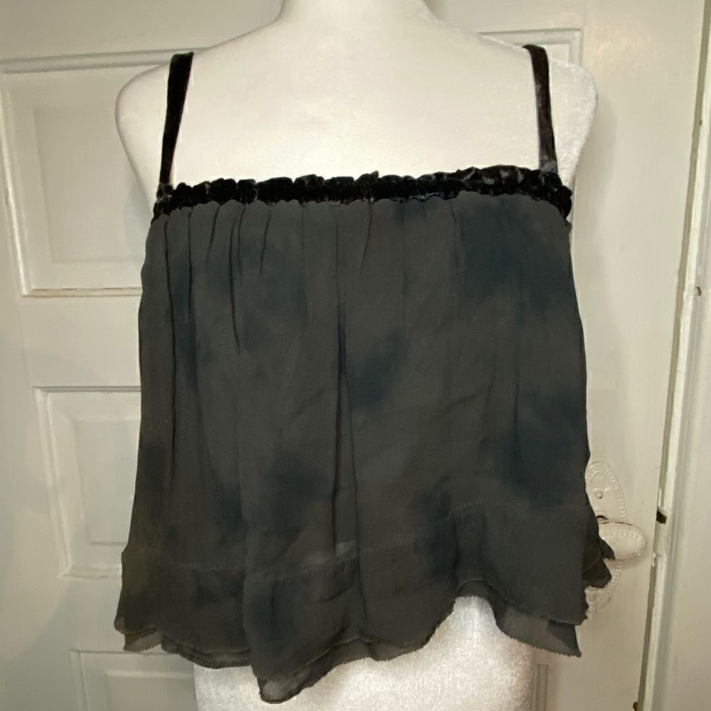 NWTs Gypsy 05 Ruffle Babydoll Blouse in Smoke Size Medium